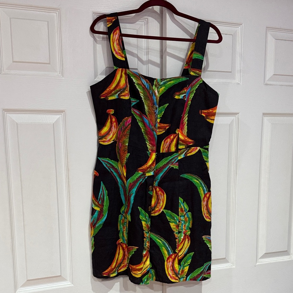 FARM Rio Black Dress with Vibrant Banana Print